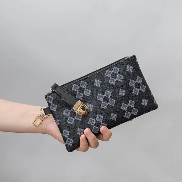 Women's Vegan Leather Tote Shoulder Handbag Set with Wallet for Daily Use - Picture 7 of 8